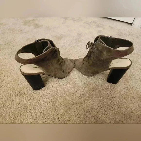 Jessica Simpson Womens 6.5 Brown Lace Up Peep Toe Suede Wedge Platform Shoes - Picture 6 of 8